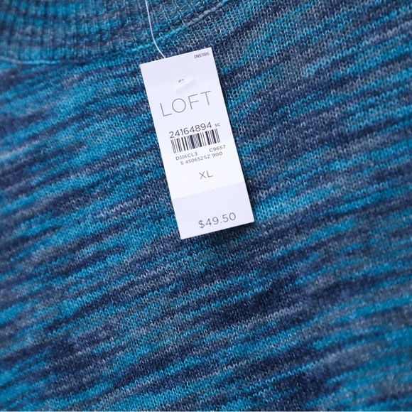 NWT LOFT blue sweater long sleeve knit top XL crewneck heathered wool mohair new - Picture 4 of 9